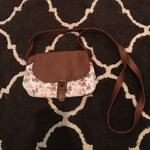 Adorable small leather/floral satchel