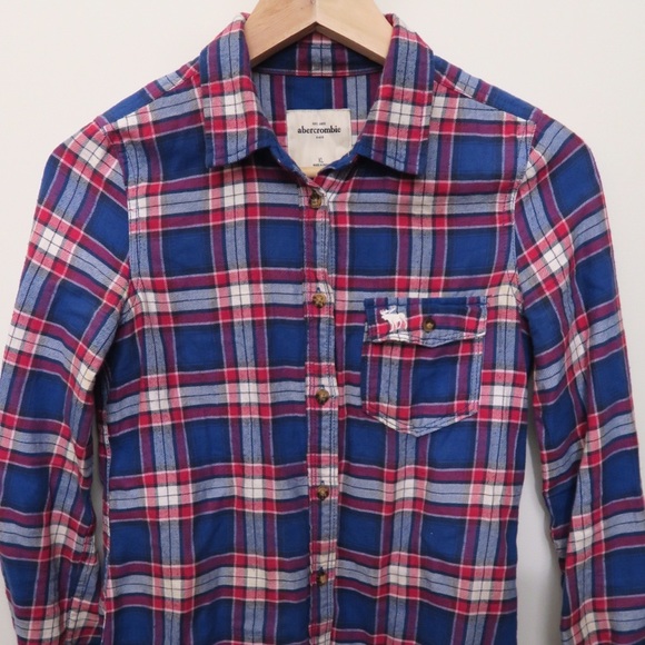 A&F kids plaid shirt