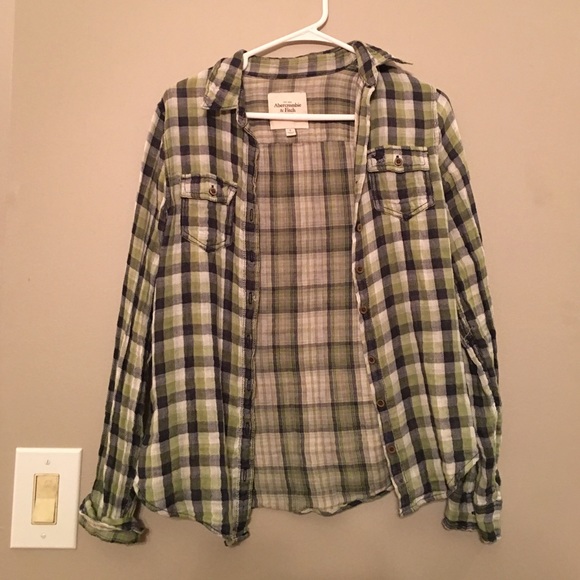 Green Abercrombie and Fitch flannel button up