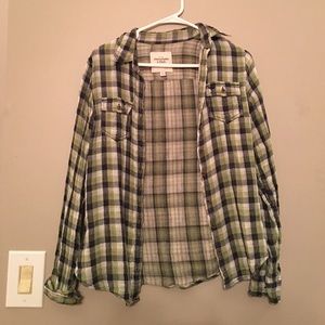 Green Abercrombie and Fitch flannel button up