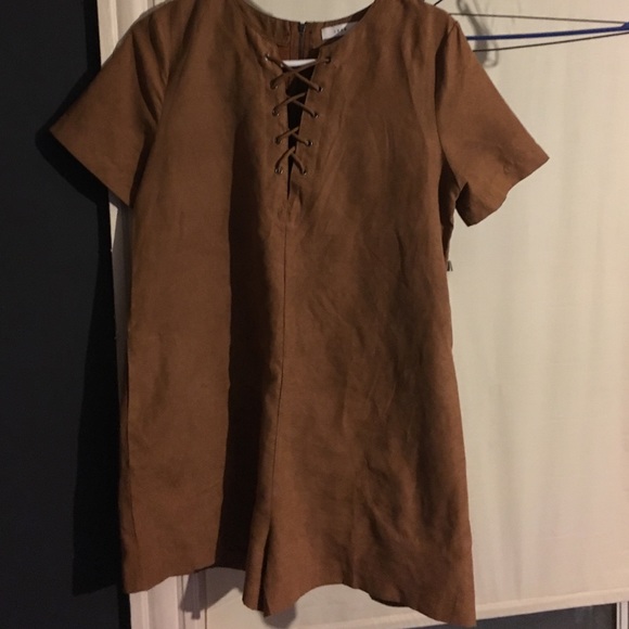 Faux suede romper
