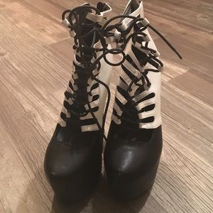 Black and white heels