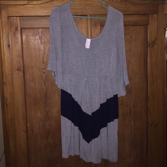 Gray dress with Navy Chevron