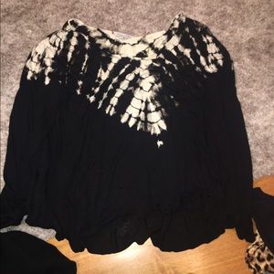 Black and cream tie dye flowing top