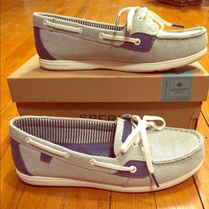 WORN TWICE! Sperry Topsider Boat Shoes Navy/White