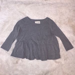 Free people 3/4 sleeve top with ruffled bottom