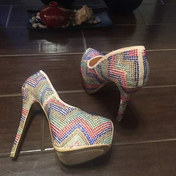 Nude Rhinestone Heels