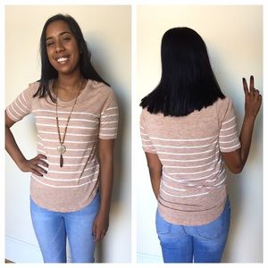 Madewell Short Sleeve Tee // Tan w/ White Stripes