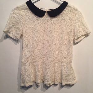H&M lace top with Peter Pan collar ✨