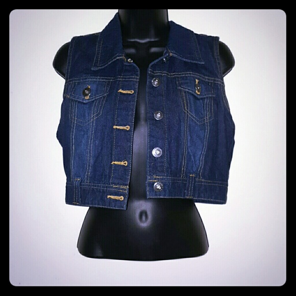 Dark denim vest