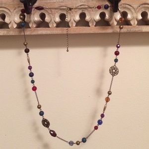 Long, colorful beaded necklace