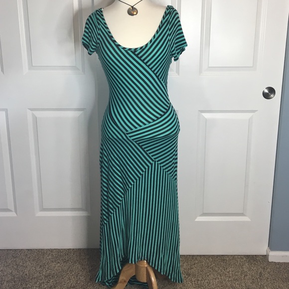 Mint green and black maxi high-low dress