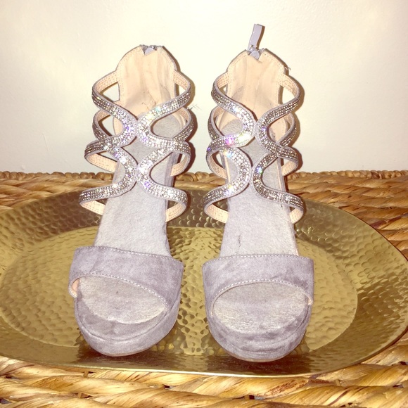 Rhinestone and Suede Wedge