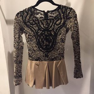 Lace and Leather Peplum Top