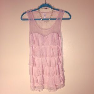 Layered Pink Lace Dress Shirt 🎀