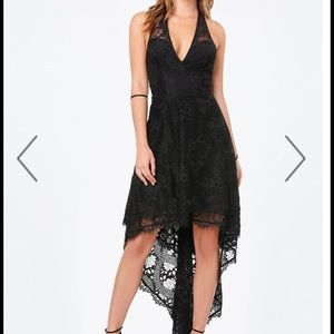 LACE DEEP V HI-LO DRESS