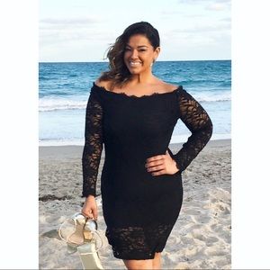 Sexy black lace sheath dress! Off the shoulder!