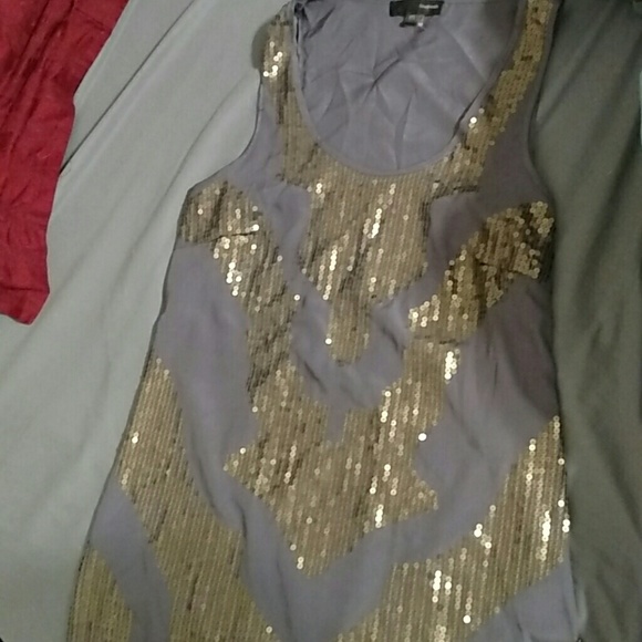 FINAL PRICE DROP Loposh Long Gray Shirt with Gold