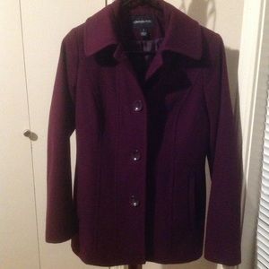London Fog Plum Purple Wool Peacoat