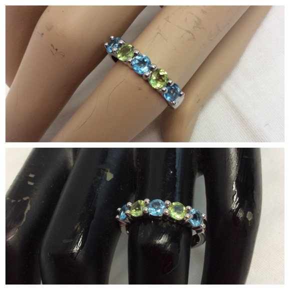 GORGEOUS PERIDOT & BLUE SAPPHIRES - Picture 2 of 4