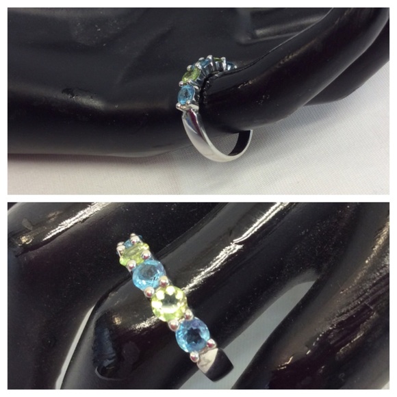 GORGEOUS PERIDOT & BLUE SAPPHIRES - Picture 3 of 4