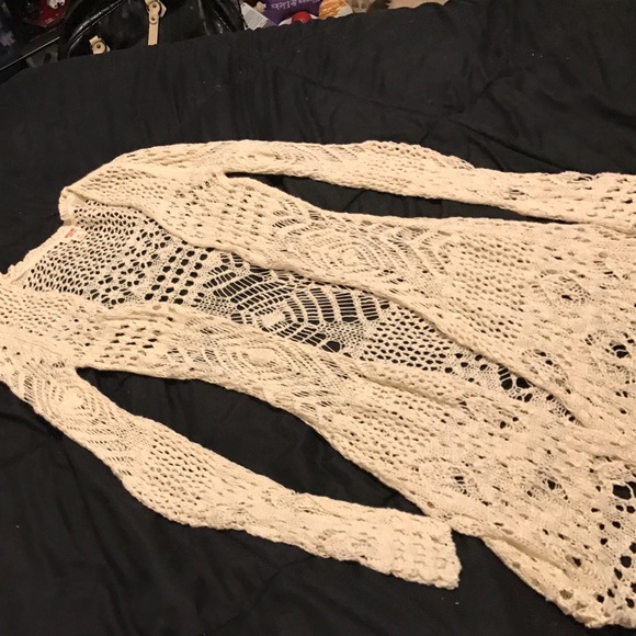 Off-white crochet cardigan sweater