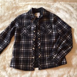 UO women's lined flannel with snaps