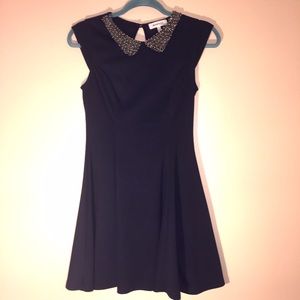 Black Fit & Flare with Beaded Collar