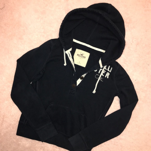 half button hoodie