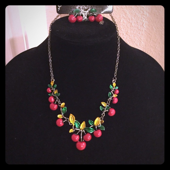 Cherry statement necklace