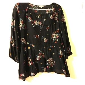 Black floral blouse