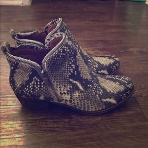 lucky brand snake print booties.