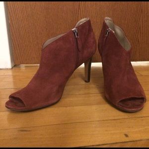 Maroon suede heels