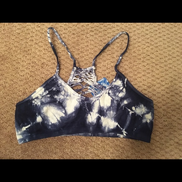 Blue and white tie dye bralette