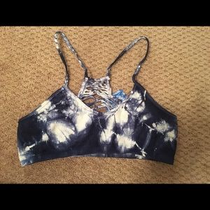 Blue and white tie dye bralette