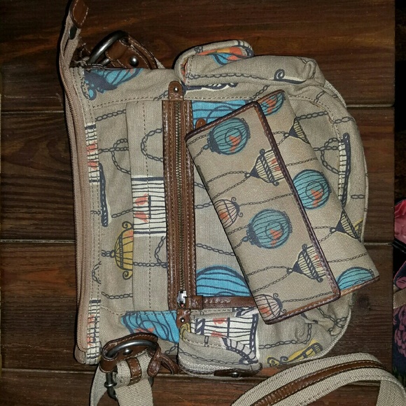 Authentic Fossil crossbody purse and wallet