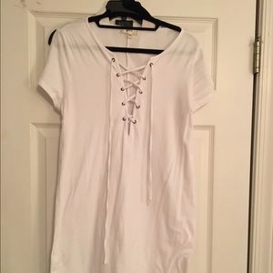 White lace front dress