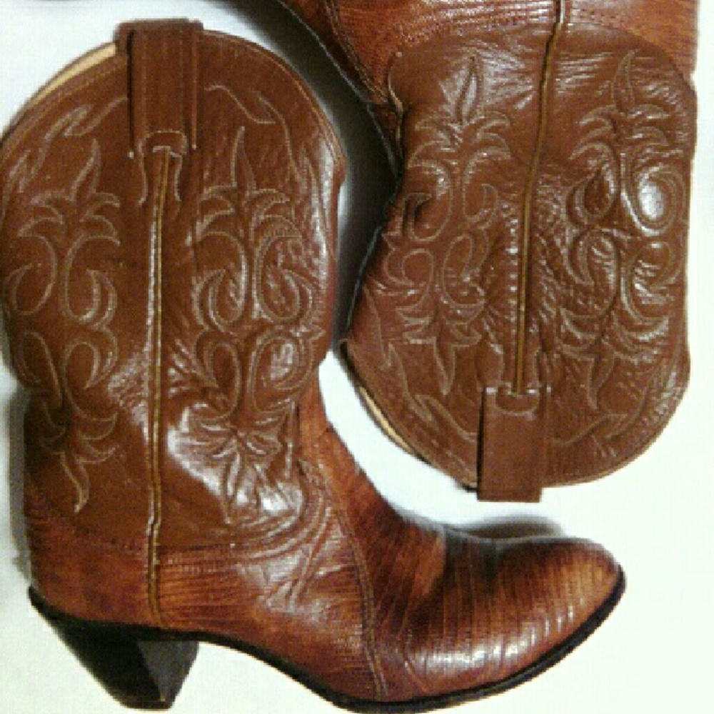 Sz 4 1/2B Vintage Nocona Lizard Skin Boots - Picture 3 of 9