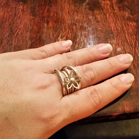 925 real silver huge flower ring