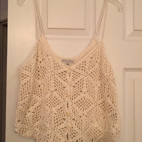 Crochet cream crop top