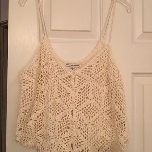 Crochet cream crop top
