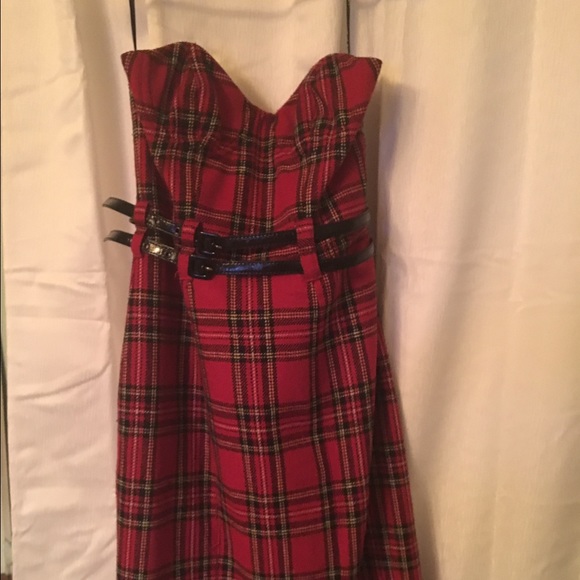 Betsey Johnson red plaid double belted dress