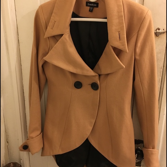BEBE tan high low trench coat - Picture 1 of 4