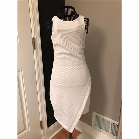 White Asymmetrical Bodycon Dress