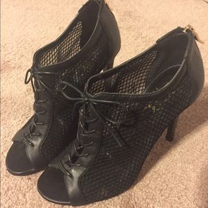 BCBGeneration lace up peep toe heels