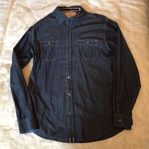 Men's chambray long sleeve button-up