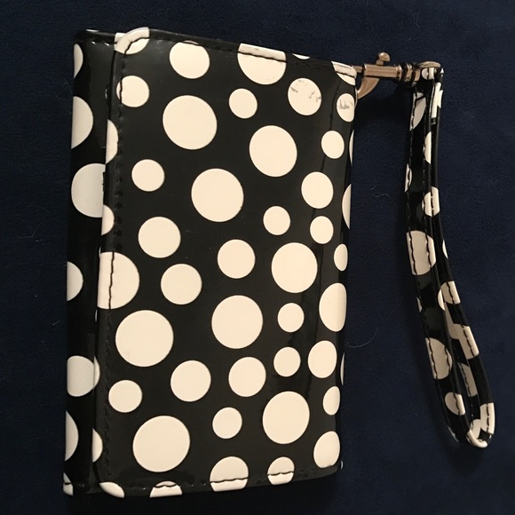 Super cute black & white polka dot wallet