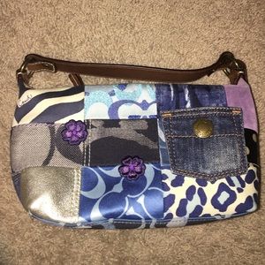 Blue quilt coach purse