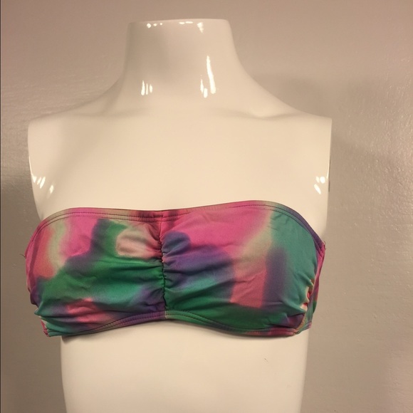 acid wash tie dye bandeau swim top