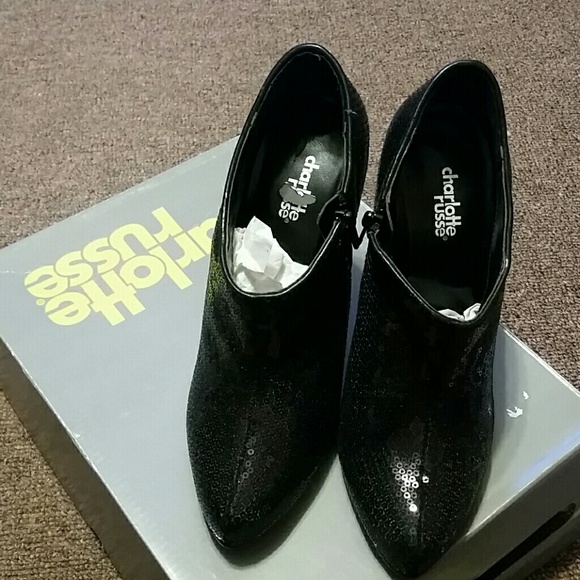 Black sequin heels